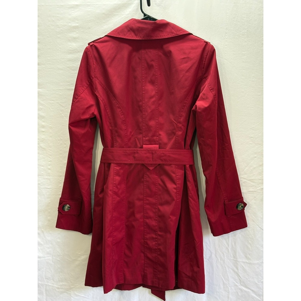 Classy Red Belted Classic City Chic Trench Coat London Fog Womens XS - Picture 3 of 14